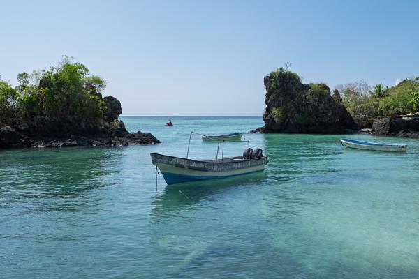 Small Fishing Boats in a Turquoise Cove, Grande Comore (Comoros) Salémani, Comoros