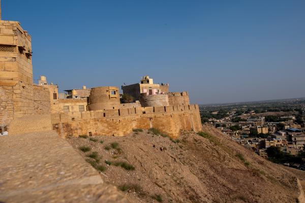 Fortification Walls of Jaisalmer Fort Overlooking the City Jaisalmer, India