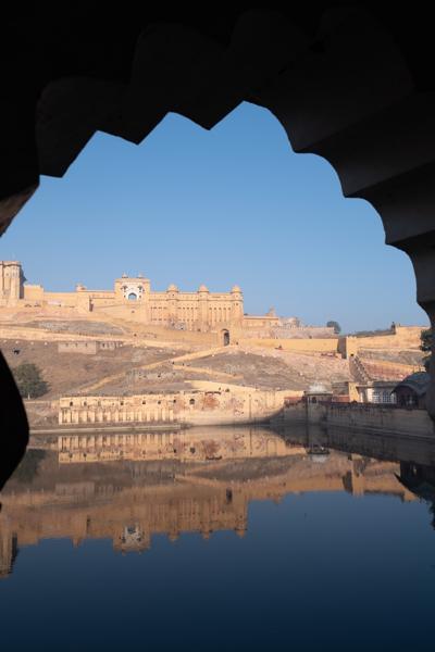 Amber Fort reflected in Maota Lake, Jaipur Jaipur, India
