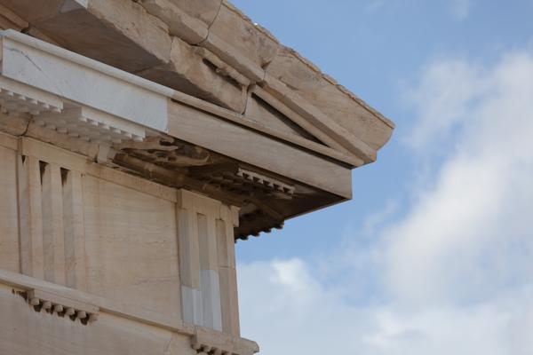 Close-up of a Classical Greek Temple Cornice in Athens Athens, Greece